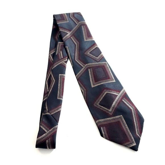 Wembley Polyester Green Red Woven Abstract Metallic Tie - Picture 7 of 7